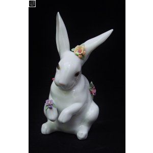 画像: 【リヤドロ】【花飾りの白ウサギ1】【即納可】